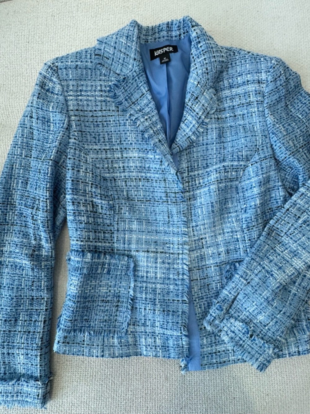 Kasper Blue Tweed Cropped Blazer